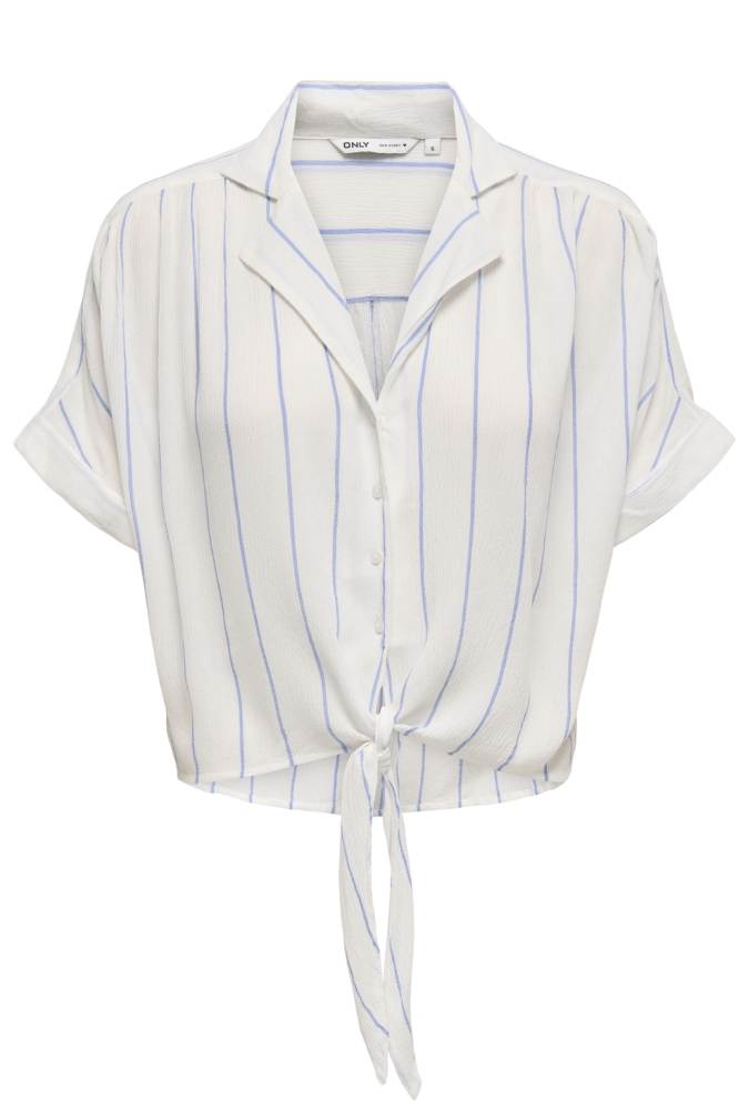 ONLPAULA LIFE S/S TIE SHIRT WVN NOO 15281497 CLOUD DANCER/WIDE BLUE BONNET STRIPES